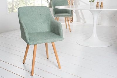 Retro design stoel SCANDINAVIA MEESTERSTUK groen met armleuning - 36827