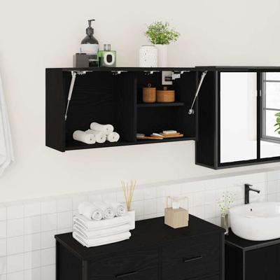 Badkamerwandkast 80x25x40 cm bewerkt hout zwart