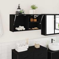 Badkamerwandkast 80x25x40 cm bewerkt hout zwart