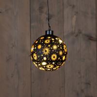 B.O.T. Ball Glass Black Star 10 cm Led Warm White - Annas collection
