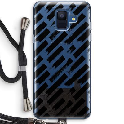 Zwarte vegen: Samsung Galaxy A6 (2018) Transparant Hoesje met koord