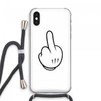 Middle finger white: iPhone XS Max Transparant Hoesje met koord