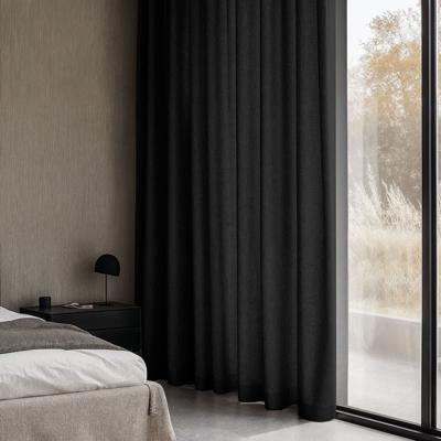 Gordijnen met Linnen Look - Haken of Ringen - Zwart maat: 250 x 150 cm - materiaal: Polyether/Velours - Dekbed-Discounter.nl