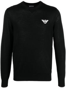 Emporio Armani pull à motif aigle en jacquard - Noir