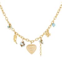 Bedelketting goud met blauwe bedels Bedelketting goud met blauwe bedels