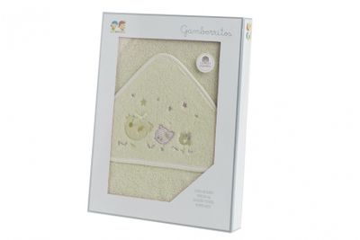 Gamberritos badcape Vogeltjes 100 x 100 cm katoen beige Gamberritos badcape Vogeltjes 100 x 100 cm katoen beige