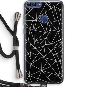 Geometrische lijnen wit: Huawei P Smart (2018) Transparant Hoesje met koord