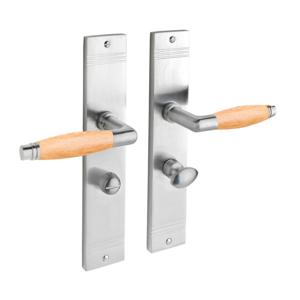 De Oude Deurklink Deurklink Retro mat nikkel/eikenhout op schild WC slot 63/8 mm