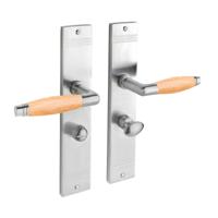 De Oude Deurklink Deurklink Retro mat nikkel/eikenhout op schild WC slot 63/8 mm