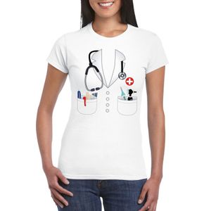 Doktersjas kostuum t-shirt wit voor dames