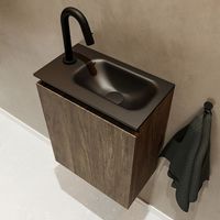 Mondiaz Ture 40cm toiletmeubel dark brown met wastafel urban rechts 1 kraangat - thumbnail