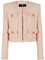 Balmain veste en tweed à design sans col - Rose - thumbnail