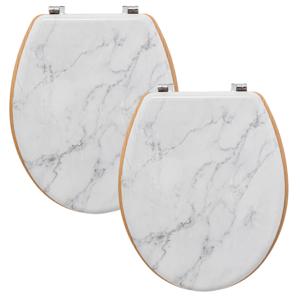 5Five Toiletbril Rome - 2x - wit marmer print - MDF hout - universeel - standaard wc bril