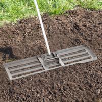 Gras Egaliseerhark met Ergonomisch Handvat Metalen Grasriek Egalisatie Oppervlakvlakker Gazonwerktuig Zilver / Zwart