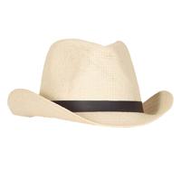 Cowboyhoed van stro voor heren - verkleed accessoires - beige - met band