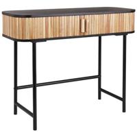 Beliani - CARNEY - Sidetable - Zwart|Bruin - Paulowniahout - thumbnail