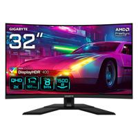 Gigabyte M32QC LED-monitor Energielabel G (A - G) 80 cm (31.5 inch) 2560 x 1440 Pixel 16:9 1 ms USB 3.2 Gen 1 (USB 3.0), HDMI, DisplayPort, Hoofdtelefoon (3.5