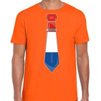 Verkleed T-shirt voor heren - stropdas Nederland - oranje - supporter - themafeest - thumbnail