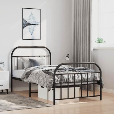 Bedframe met hoofd- en voeteneinde metaal zwart 100x200 cm
