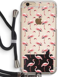 Flamingoprint groen: iPhone 6 / 6S Transparant Hoesje met koord