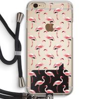 Flamingoprint groen: iPhone 6 / 6S Transparant Hoesje met koord