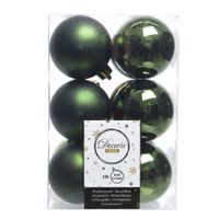 12x Donkergroene kerstballen 6 cm kunststof mat/glans - thumbnail