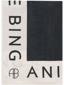 ANINE BING paréo Praia à logo imprimé - Noir