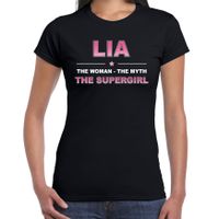 Naam cadeau t-shirt / shirt Lia - the supergirl zwart voor dames 2XL  - - thumbnail