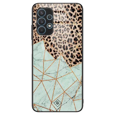 Samsung Galaxy A32 4G glazen hardcase - Luipaard marmer mint