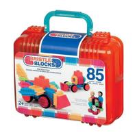Bristle Blocks koffer met familie figuren en huisdier met 85 stuks