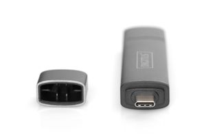 Digitus DA-70886 geheugenkaartlezer USB 3.2 Gen 1 (3.1 Gen 1) Type-A/Type-C Aluminium