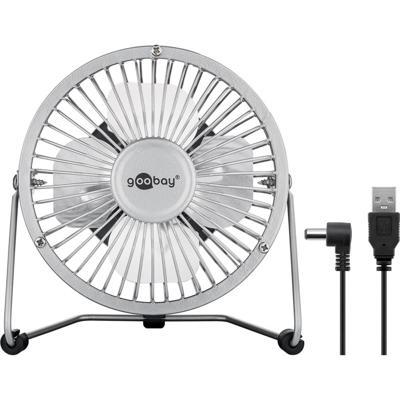 Bureauventilator - Ø13 centimeter - 16 centimer hoog - Mini USB ventilator - Kantelbaar - Met aan/uit schakelaar - Grijs