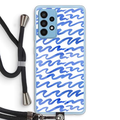 Blauwe golven: Samsung Galaxy A52 Transparant Hoesje met koord