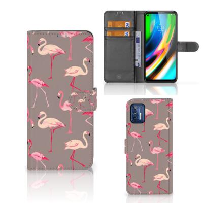 Motorola Moto G9 Plus | Telefoonhoesje | Met pasjeshouder | Flamingo