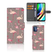 Motorola Moto G9 Plus | Telefoonhoesje | Met pasjeshouder | Flamingo Motorola Moto G9 Plus | Telefoonhoesje | Met pasjeshouder | Flamingo