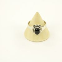 Zilveren Ring met Zwarte Onyx Maat 20 (Sterling Zilver 925) - thumbnail