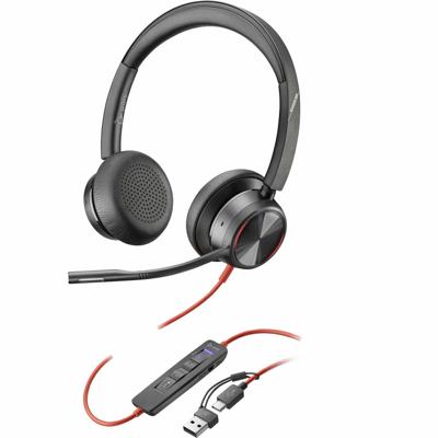 Hoofdtelefoon met microfoon Poly Blackwire 8225 Zwart