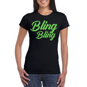 Verkleed T-shirt voor dames - bling - zwart - groen glitter - glitter and glamour - carnaval