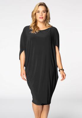 Yoek Asymmetrische jurk | Zwart | Maat 50/52