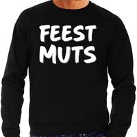 Feest muts sweater / trui zwart met witte letters voor heren