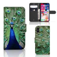 Apple iPhone X | Xs | Telefoonhoesje | Met pasjeshouder | Pauw