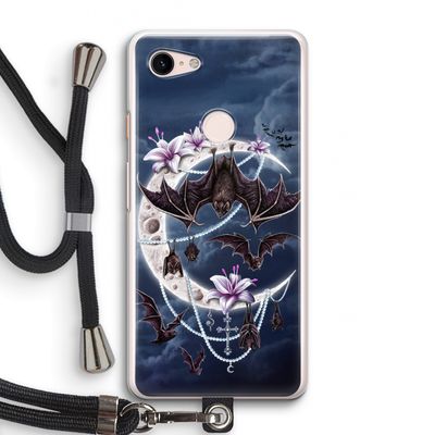 Vleermuizen Maan: Pixel 3 Transparant Hoesje met koord