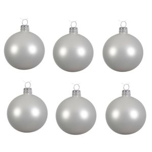 6x Winter witte glazen kerstballen 8 cm mat