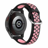 Siliconen sportbandje met gesp - Zwart + lichtroze - Samsung Galaxy Watch 4 Classic - 42mm & 46mm