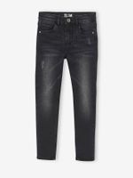 Slim fit meisjesjeans Morphologik "waterless" heupomtrek LARGE met gebruikssporen zwart denim - thumbnail