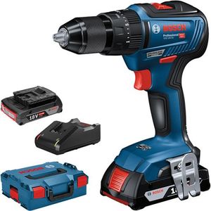 Bosch Blauw GSB 18V-55 Professional Accu schroef-klopboormachine | 2.0Ah Li-Ion in L-boxx - 06019H5370