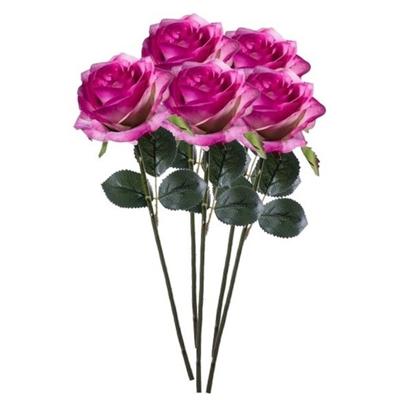 Emerald Kunstbloemen roos - 5x - rozen - Simone - fuchsia - 45 cm - decoratie bloemen