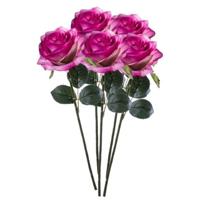 Emerald Kunstbloemen roos - 5x - rozen - Simone - fuchsia - 45 cm - decoratie bloemen