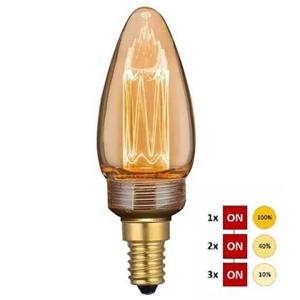 Freelight E14 2Watt Led Kaars Gold Ø 35mm incl. 3-Step Dimmer