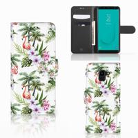 Samsung Galaxy J6 2018 | Telefoonhoesje | Met pasjeshouder | Flamingo Palms